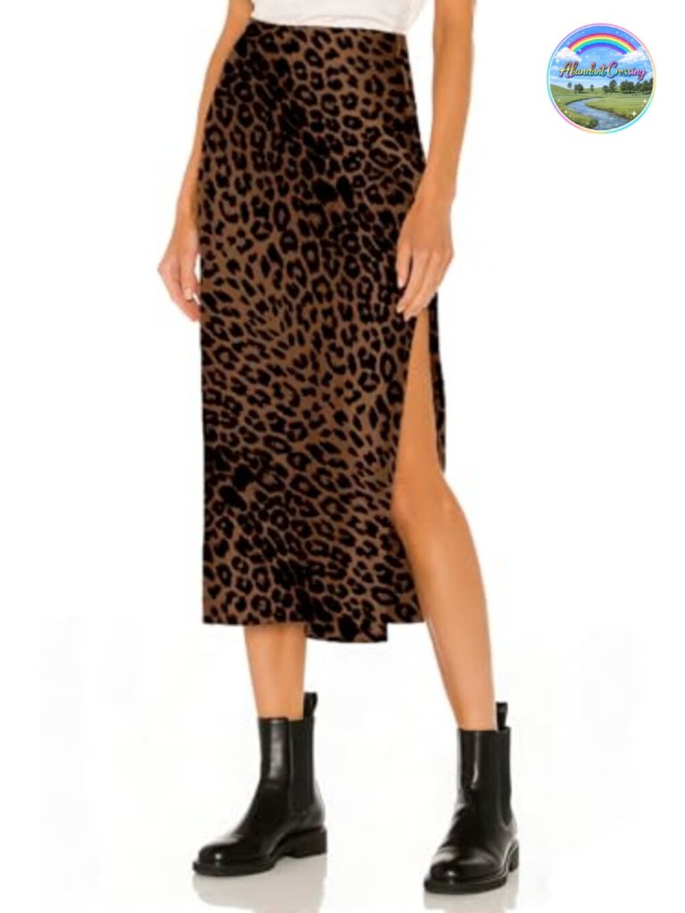 Satin Silk High Waist Slit Midi Skirt Elastic Waistband Flowy A-Line